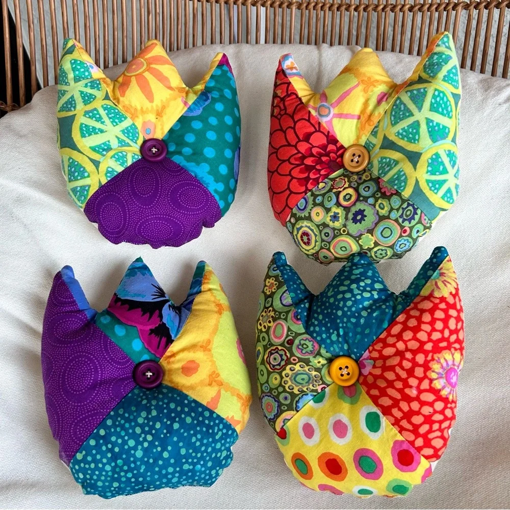 Handmade Patchwork Tulip Decorative Pillows Set of  4
